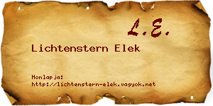 Lichtenstern Elek névjegykártya